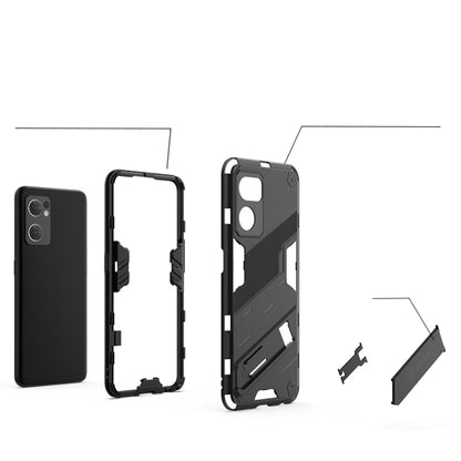Black shockproof phone case with invisible holder, plus extra backplate pieces
