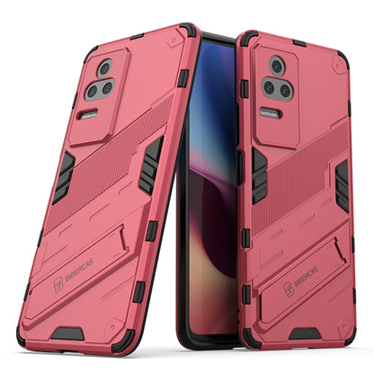 Rugged shockproof phone case with holder, rose red dual-layer rugged shell