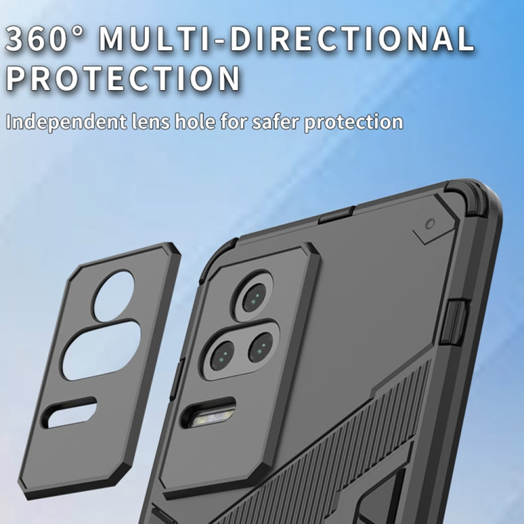 Shockproof phone case with holder, dark gray, textured back and lens hole cutouts