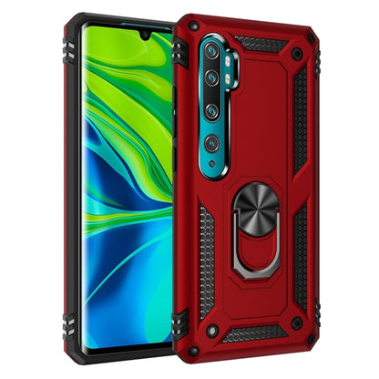 Shockproof TPU+PC phone case with 360° rotating ring holder, red/teal