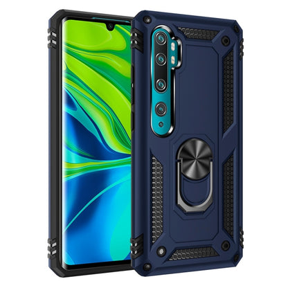 Shockproof TPU+PC phone case with 360° rotating ring holder, navy/teal