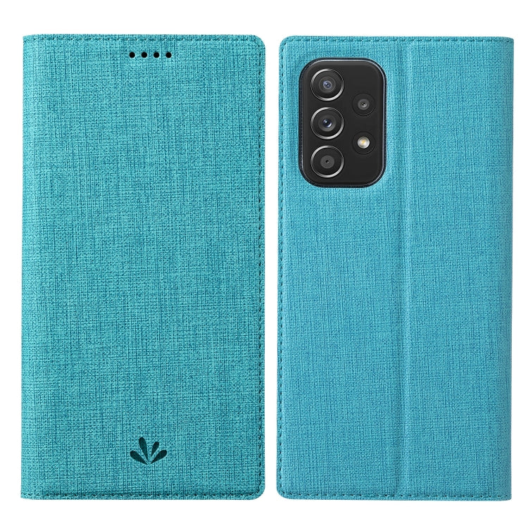 Teal fabric folio-style phone case with front flap and camera cutout