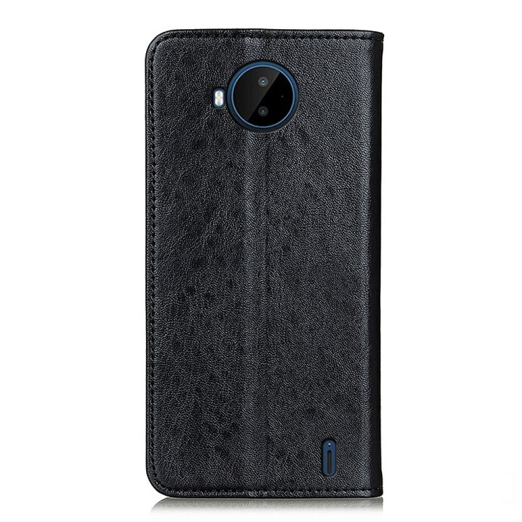 Magnetic flip leather phone case, crazy horse texture, black, back with camera cutout