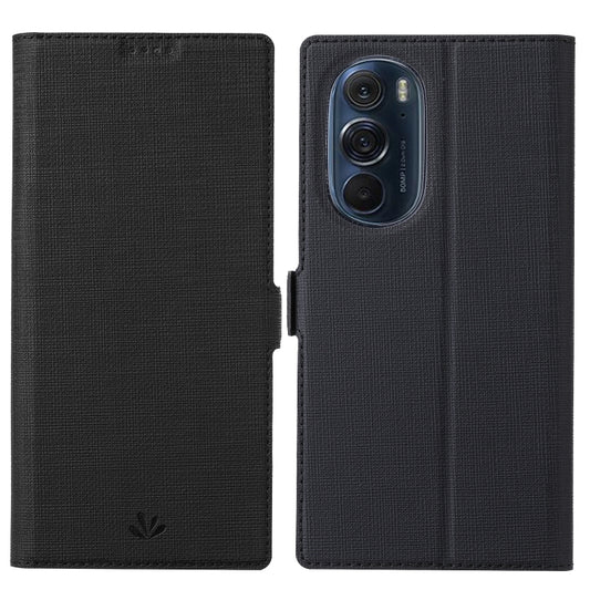 Black leather-style magnetic buckle phone folio case with textured cover, front flap