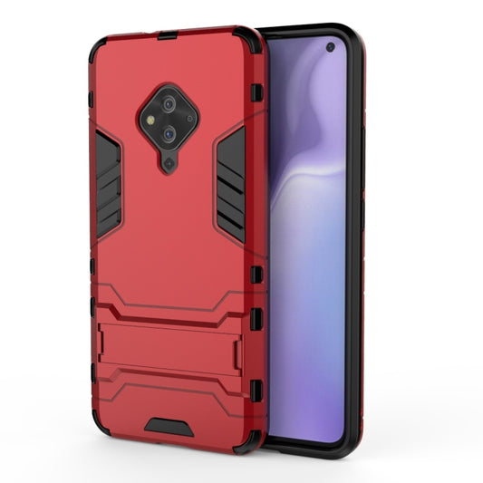 Red shockproof phone case with rugged armor design and raised camera protection