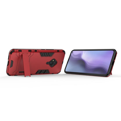 Red shockproof phone case with front cover and open-screen cutout