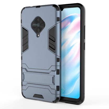 Shockproof phone case with invisible holder, navy blue rugged back and camera cutouts