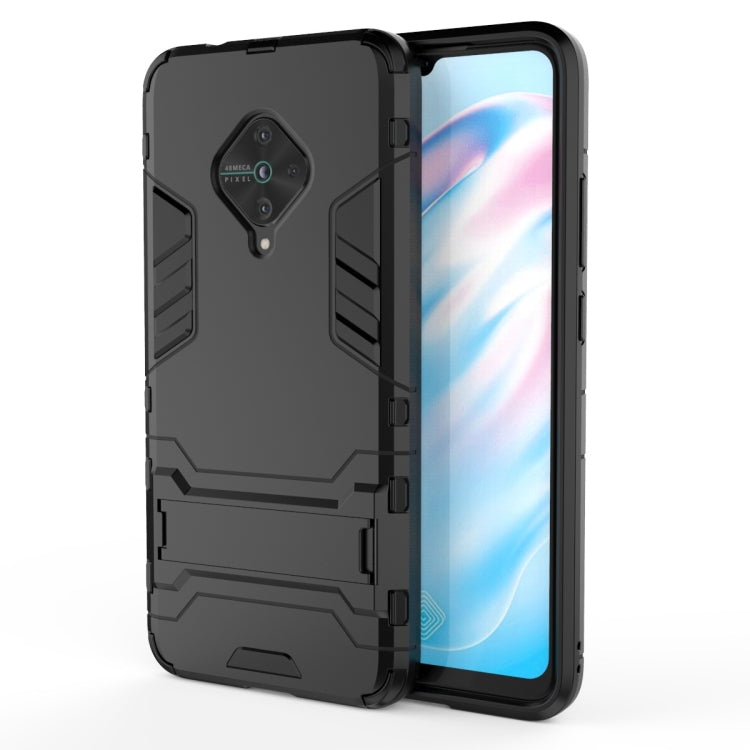 Black shockproof phone case with rugged armor and camera opening for smartphone
