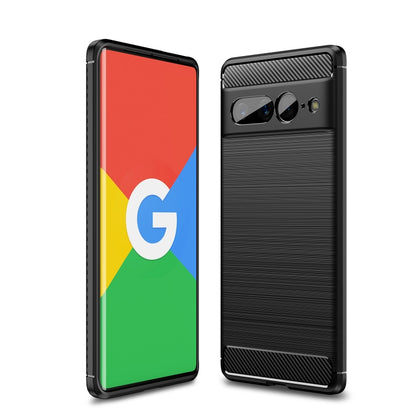 Black brushed carbon-fiber texture TPU phone case with raised camera cutouts