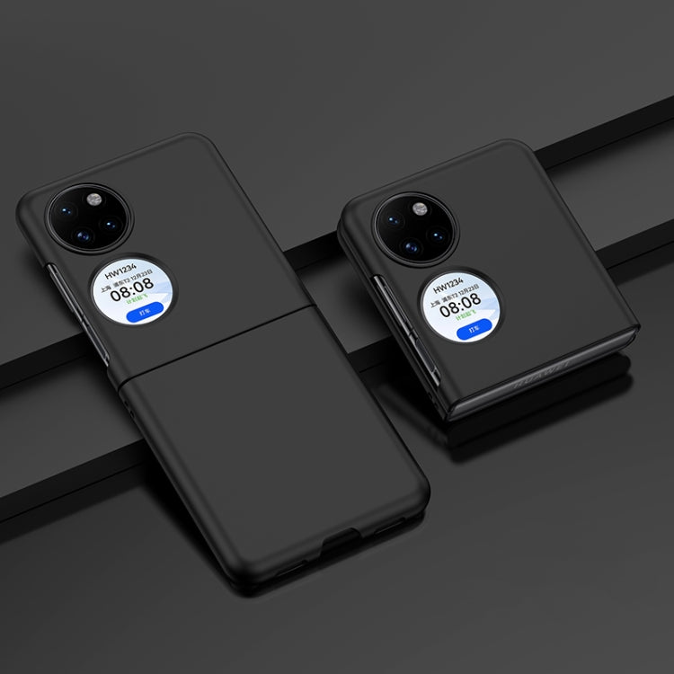 Oil-sprayed PC phone case in dark gray/black, with camera lens and side buttons cutouts.