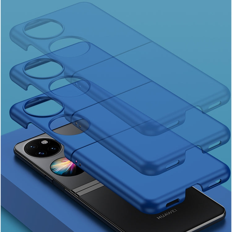 Blue oil-sprayed PC phone case with clear access openings and smooth edge protection.
