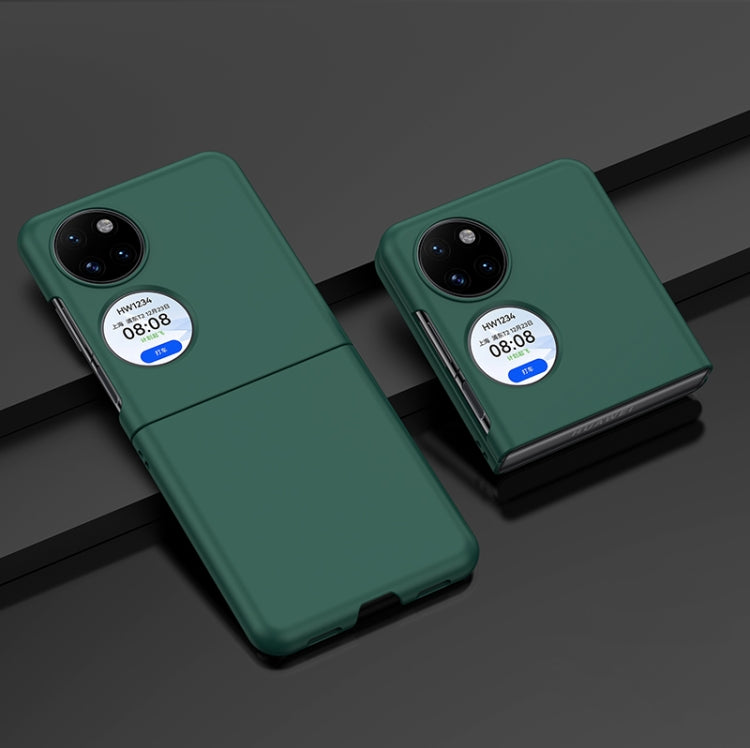 Green oil-sprayed PC phone case with camera opening and molded edge for grip and protection.