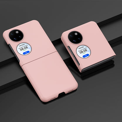 Pink oil-sprayed PC phone case pair with camera cutout and side button access openings.