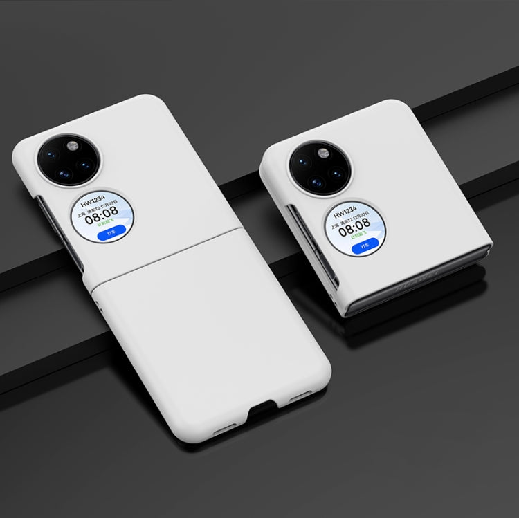 White oil-sprayed PC phone case with camera cutout and side button openings