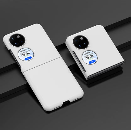 White oil-sprayed PC phone case with camera cutout and side button openings