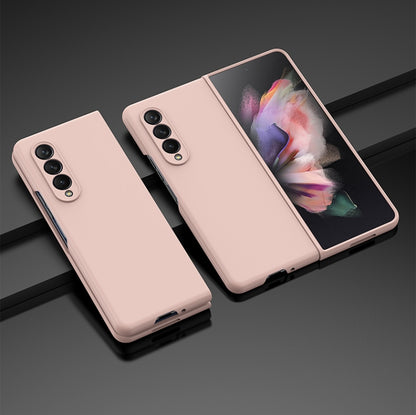 Oil-sprayed PC phone case, pink, with camera cutouts and hinged cover.