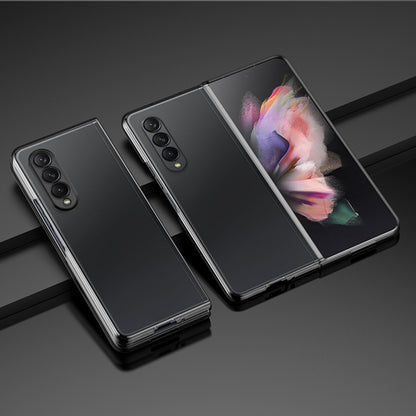 Oil-sprayed PC phone case, black, with camera cutouts and clear front window.
