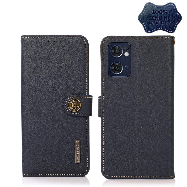 Black genuine leather flip phone case with magnetic strap and card slot, RFID design