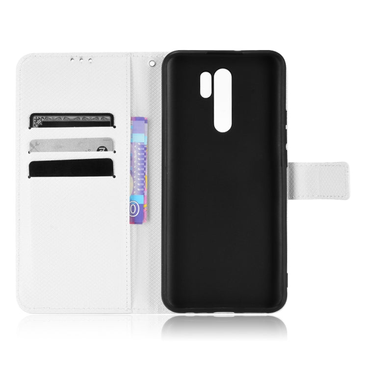White flip phone case open to show card holders and inner slots
