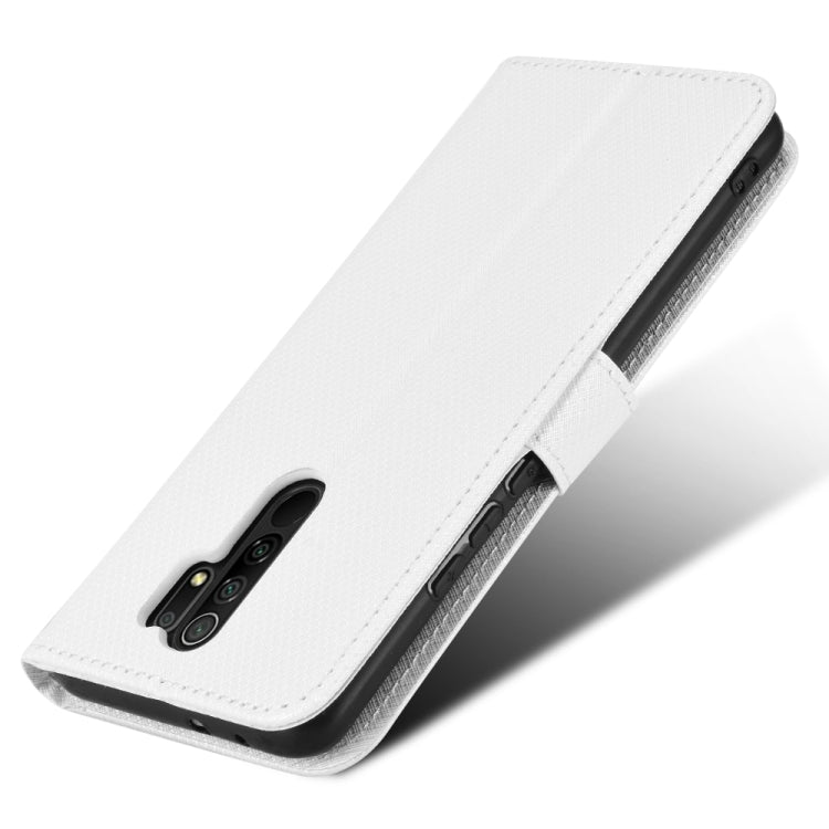 White leather wallet phone case with side cutout and fold-over front