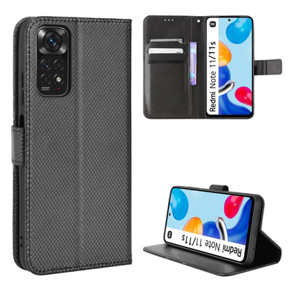 Dark charcoal diamond-texture leather phone case with flip cover and card slots