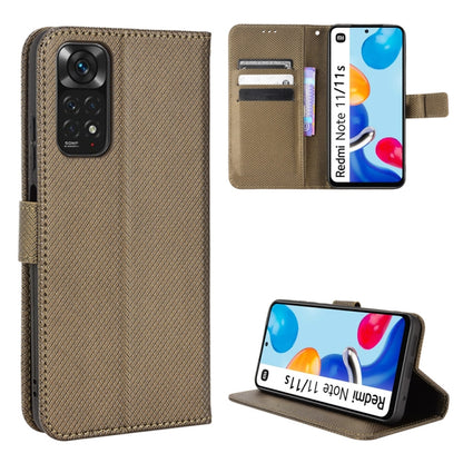 Brown diamond-textured leather flip phone case with camera cutout and stand