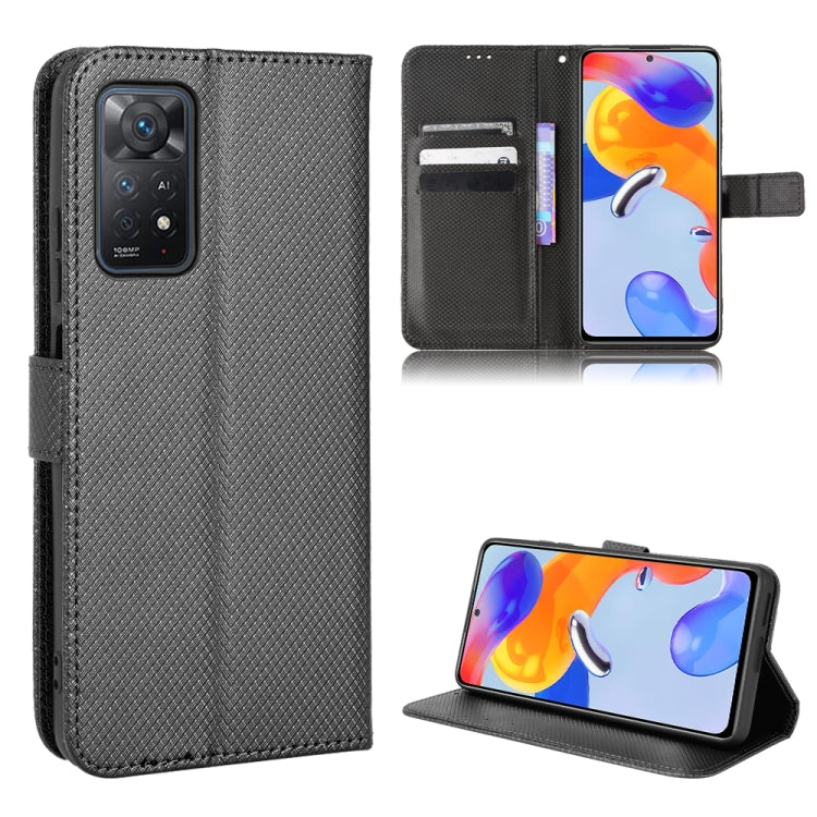 Dark charcoal diamond-texture leather folio case with flip cover and card slots