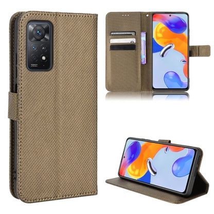 Brown diamond-textured leather folio phone case with kickstand and card holder
