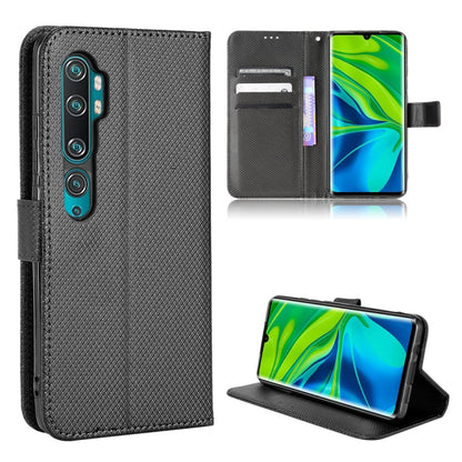 Black diamond-texture leather phone case with flip cover and kickstand