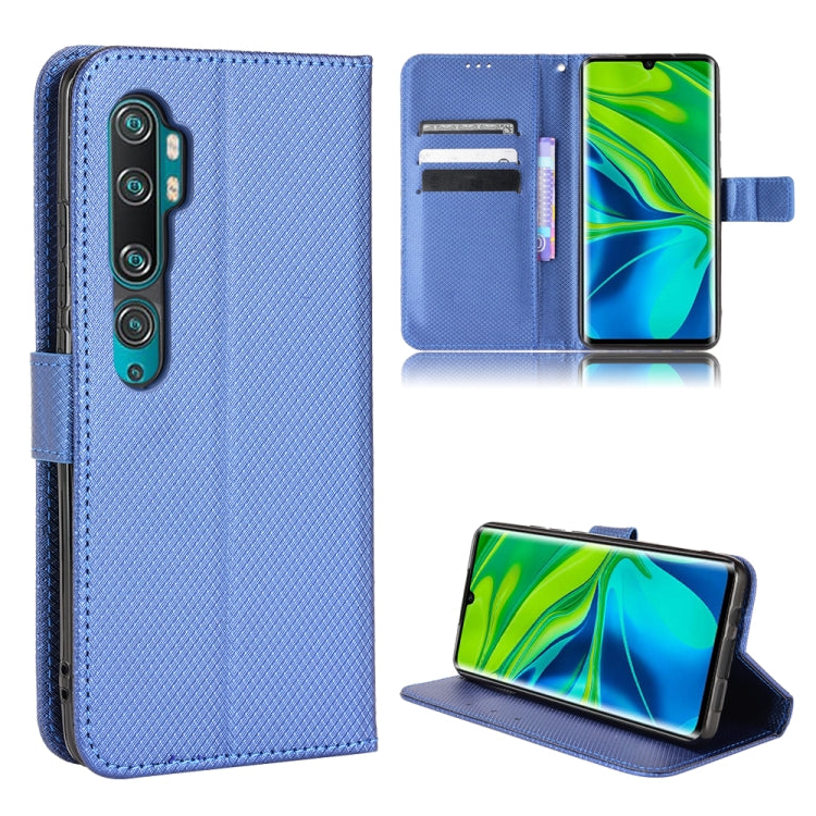 Diamond-texture leather phone wallet case, blue with card slots and kickstand