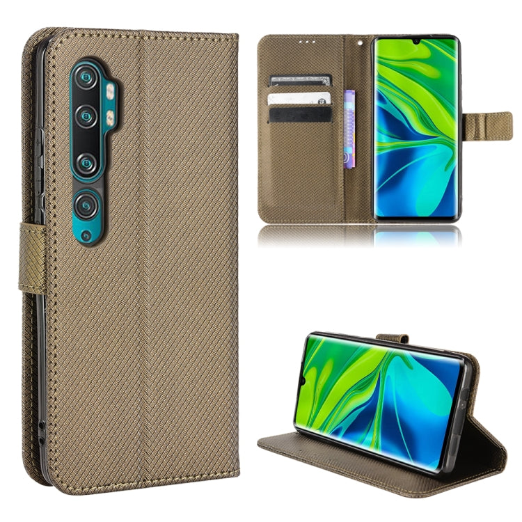 Diamond-texture leather folio phone case with card slots and stand, brown