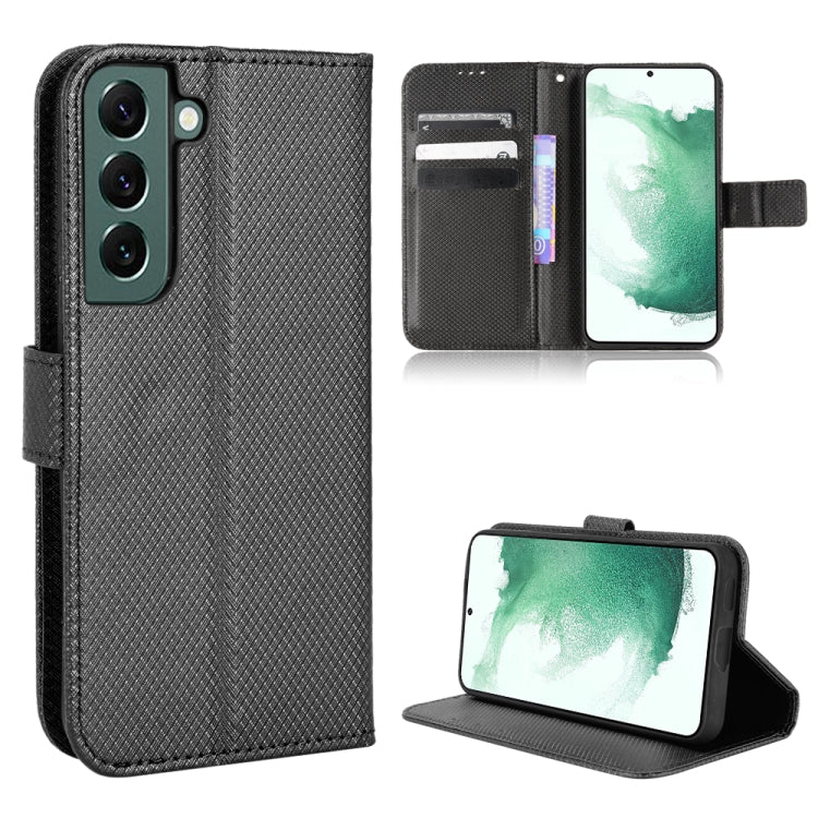 Dark gray diamond-texture leather folio phone case with flip cover and card slots