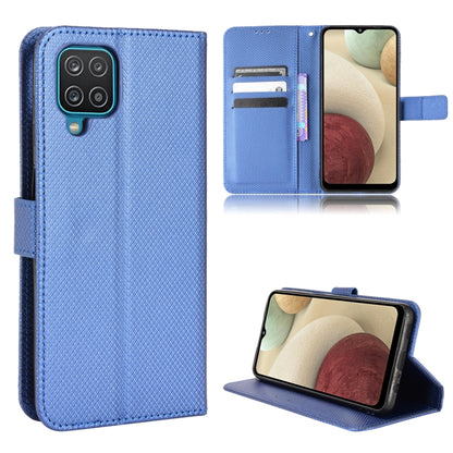 Diamond-texture leather phone wallet case, blue with card slots and kickstand