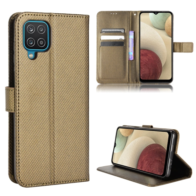 Diamond-texture leather folio phone case with card slots and stand, brown