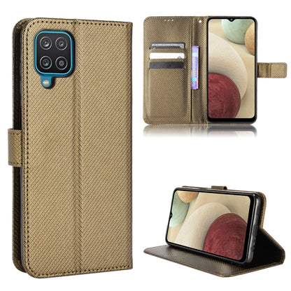 Diamond-texture leather folio phone case with card slots and stand, brown
