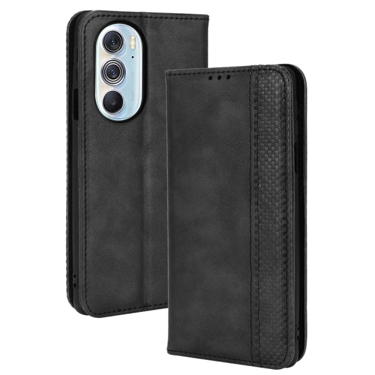 Black leather-style folio phone case with magnetic clasp and card slot window
