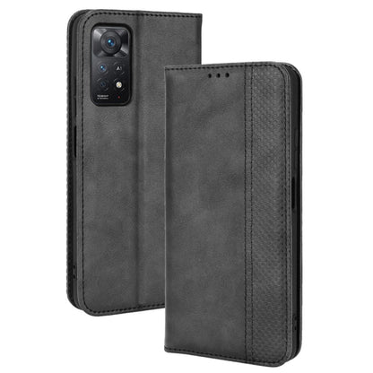 Black leather-style folio phone case with stitched border and magnetic clasp