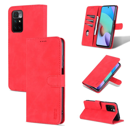 Red calf-texture leather flip phone case with horizontal stand and camera cutouts.