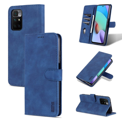 Blue calf-texture leather flip phone case with horizontal stand and camera cutouts.