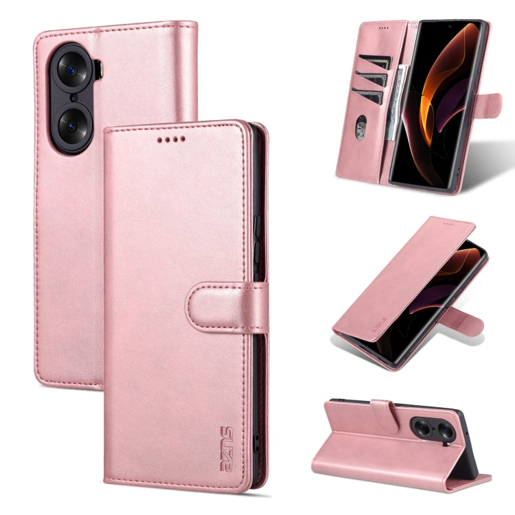 Pink leather-texture flip phone case with magnetic flap, camera cutouts, and kickstand