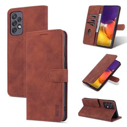 Brown leather-style flip phone case with card slot, stand, and magnetic clasp