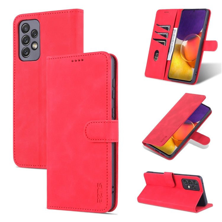 Red leather phone wallet case with horizontal flip cover and built-in stand