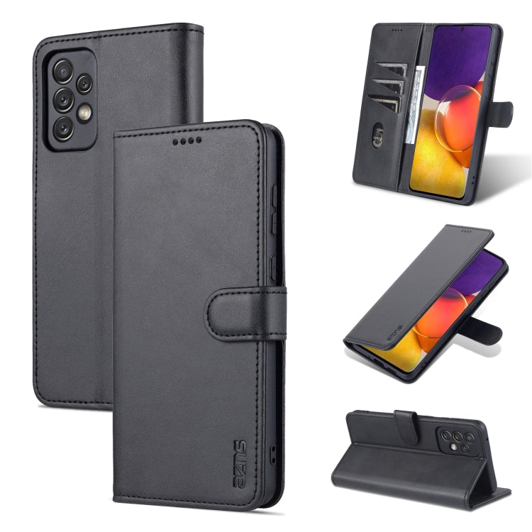 Black leather phone wallet case with horizontal flip front and kickstand support