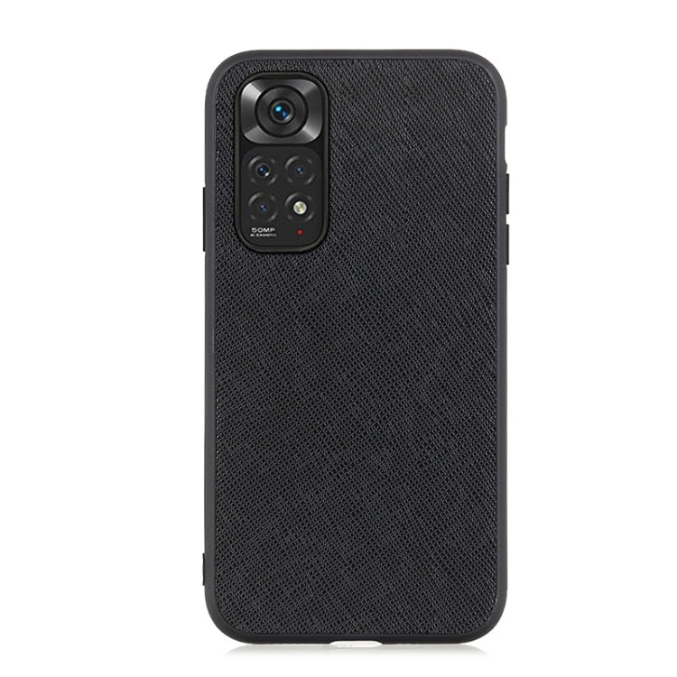 Black textured leather phone case, rear view with camera cutouts