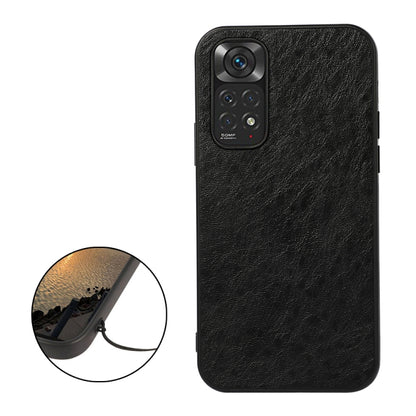 Crazy Horse leather phone case, black, textured finish with camera cutout and side openings