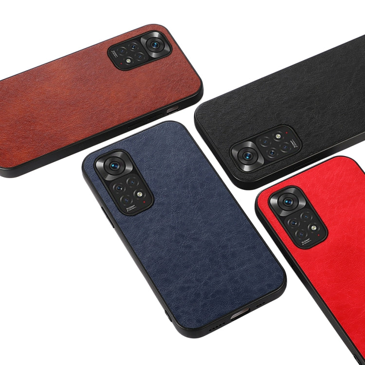 Crazy Horse leather phone cases in black, blue, red, and brown with camera cutouts