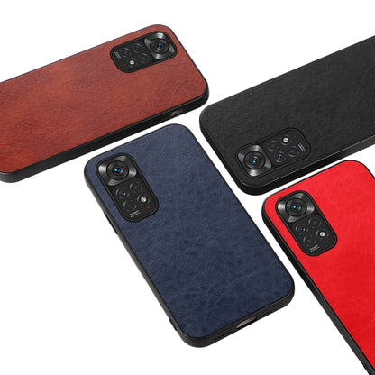 Crazy Horse leather phone cases in black, blue, red, and brown with camera cutouts