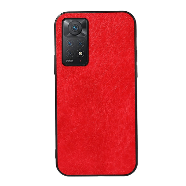 Crazy Horse leather phone case, red, textured back with camera cutout and shockproof trim