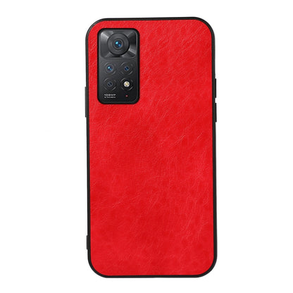 Crazy Horse leather phone case, red, textured back with camera cutout and shockproof trim