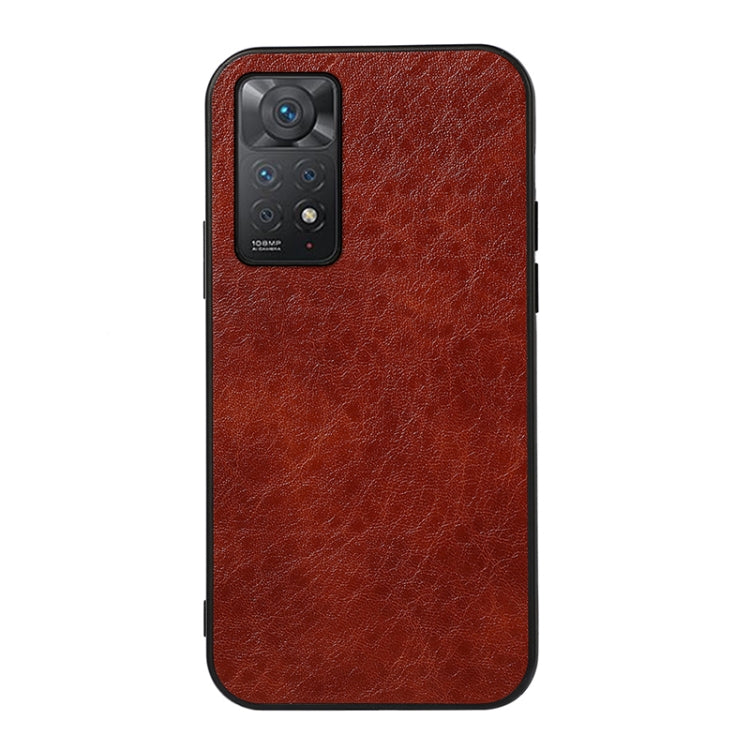Red crazy horse textured leather phone case with camera cutout